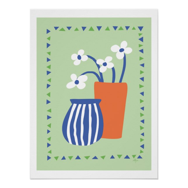 Pôster poster kan en vaas met bloemen (Frente)