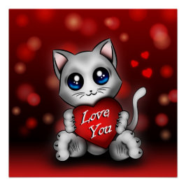 Pôster Poster Le chaton t'aime