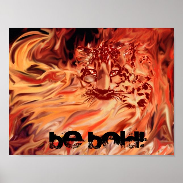 Pôster Poster, leopard in flames (Frente)