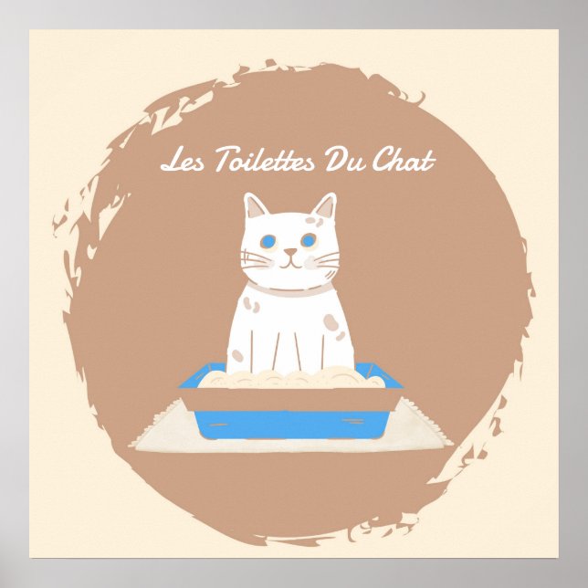 Poster Poster, Les Toilettes Du Chat, Gato Branco (Frente)
