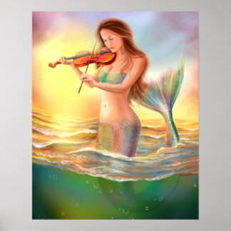 Pôster Poster-Linda sereia toca violino
