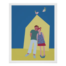 Pôster poster man vrouw vogeltjes