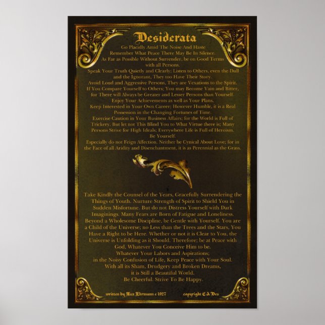 Pôster POSTER-Max Ehrmann-11x17-Dourado Barroco (Frente)
