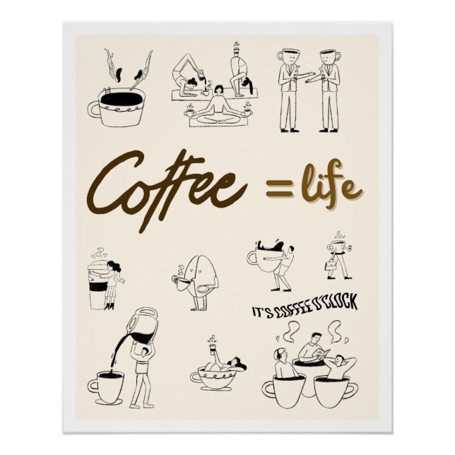 Pôster Poster Minimalist Coffee Illustration Aesthetic (Frente)