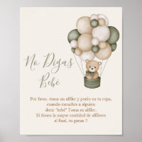 Póster No Digas Bebé letrero para Chá de fraldas
