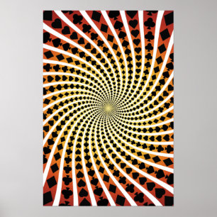 Pôster Poster: O cartão do póquer sere a espiral: Black