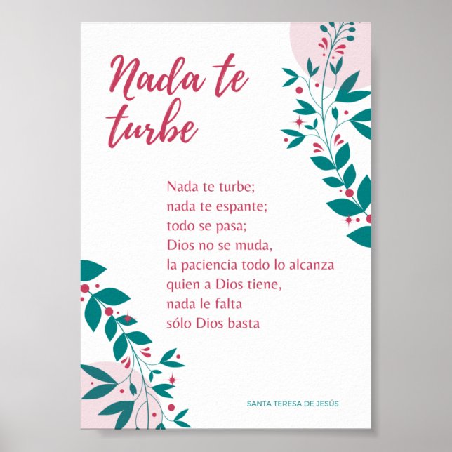 Poster Póster oración Papais noeis Teresita (Frente)