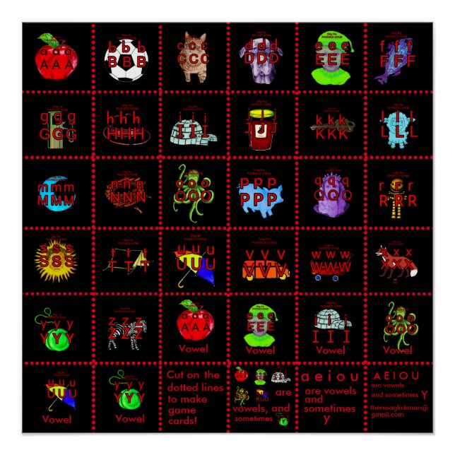 Pôster POSTER ou cartões de jogo PHONICS! (Frente)