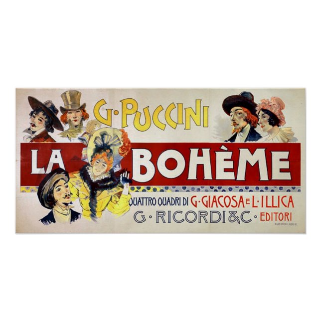 Pôster Poster para La Bohème por Giacomo Puccini (Frente)