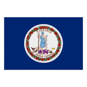 Pôster Poster Patriótica com Bandeira da Virgínia