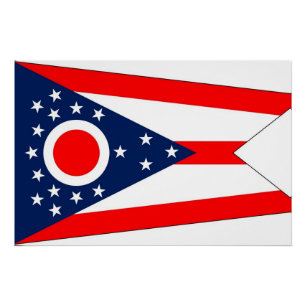 Pôster Poster Patriótica com Bandeira de Ohio