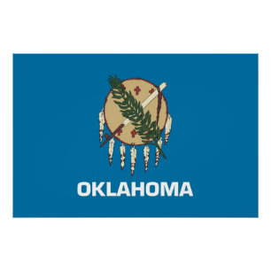 Pôster Poster patriótico com a bandeira de Oklahoma