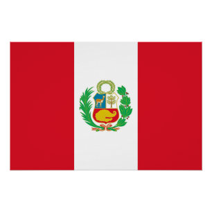 Pôster Poster patriótico com a bandeira de Peru