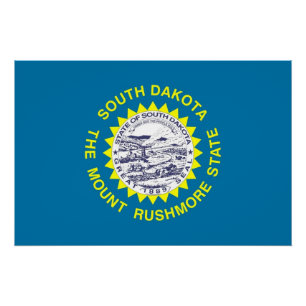 Pôster Poster patriótico com a bandeira de South Dakota