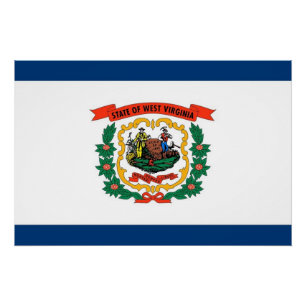 Pôster Poster patriótico com a bandeira de West Virginia