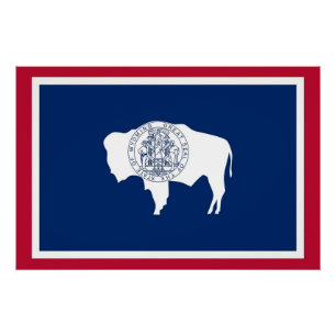 Pôster Poster patriótico com a bandeira de Wyoming