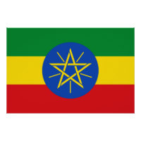 Poster Patriótico com Bandeira da Etiópia