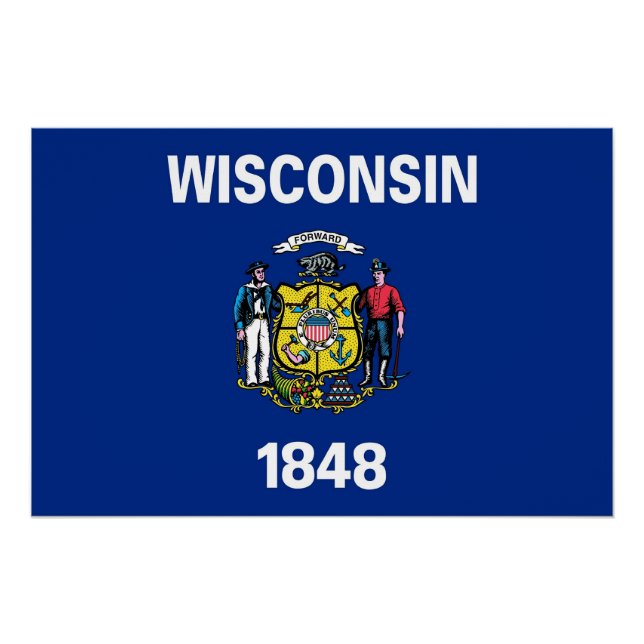 Pôster Poster Patriótico com Bandeira de Wisconsin (Frente)