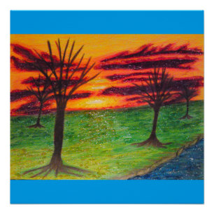Pôster Poster perfeito do por do sol Glittery