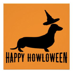 Pôster Poster perfeito feliz de Howloween do Dachshund