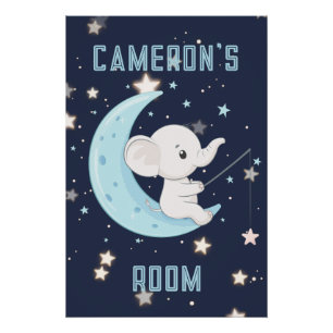 Pôster Poster Personalizado de Elefante Bebê Pescando Est