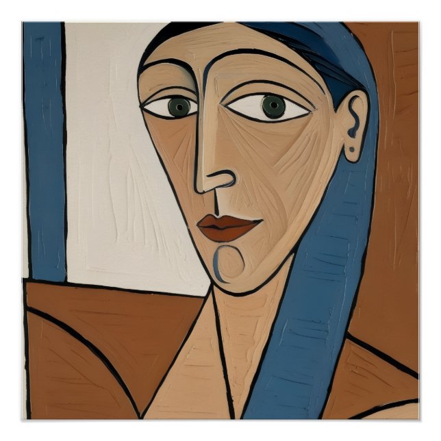 Pôster Poster Portrait Cubiste Moderne - Femme Élégante  (Frente)