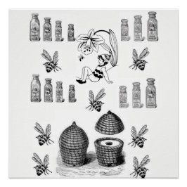 Pôster poster preto branco de abelha