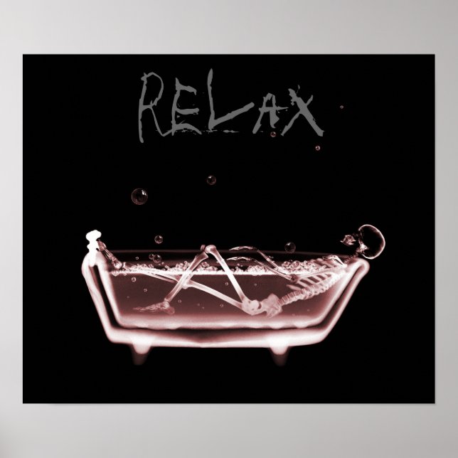 Pôster Poster- Red Relax X-Ray Skeleton Bath Time (Frente)