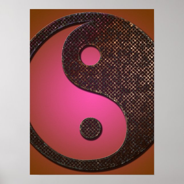 Poster Poster, Rusted Grungy Metal Yin Yang Símbolo 2 (Frente)