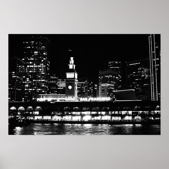 Pôster Poster: São Francisco na torre do relógio noturno (Frente)