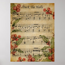 Poster Poster-Sheet Music Deck the Halls