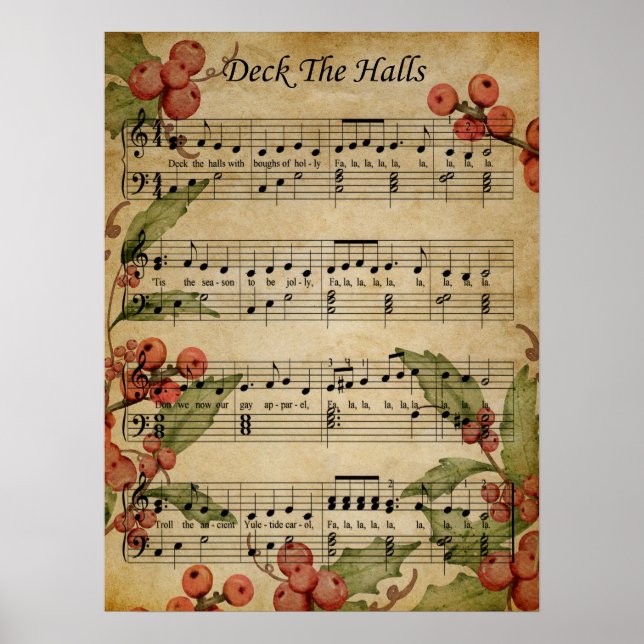 Poster Poster-Sheet Music Deck the Halls (Frente)