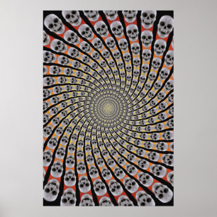 Poster Poster: Skull Spiral: Trippy Design: Red Yellow