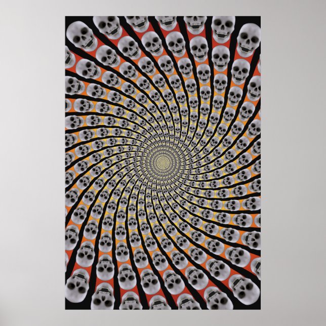 Poster Poster: Skull Spiral: Trippy Design: Red Yellow (Frente)