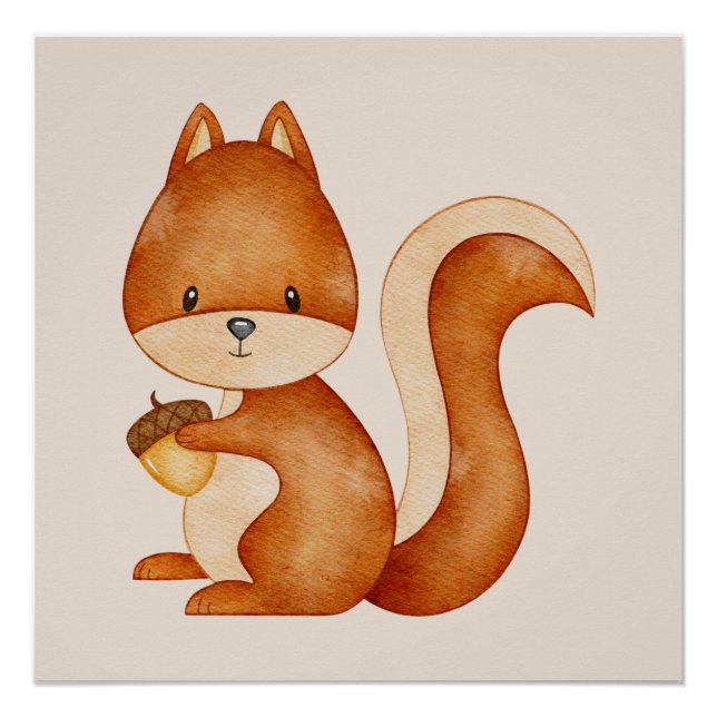 Pôster Poster Squirrel - decoração quarto infantil bebê (Frente)
