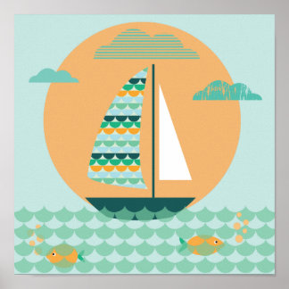 Pôster Poster, veleiro, quarto da criança, Educar,