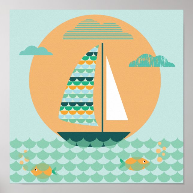 Pôster Poster, veleiro, quarto da criança, Educar, (Frente)