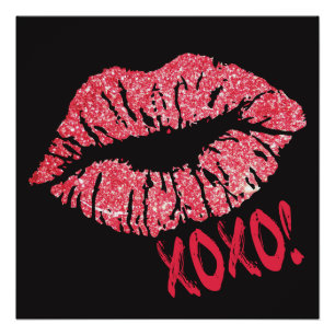 Pôster Poster vermelho dos lábios XOXO do brilho