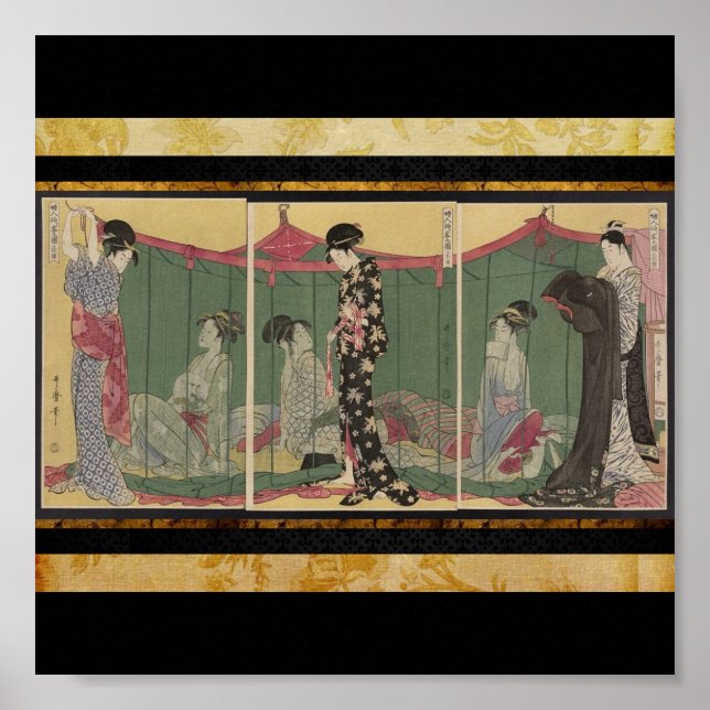 Poster Poster-Vintage Art-Utamaro Kitagawa Japonês (Frente)