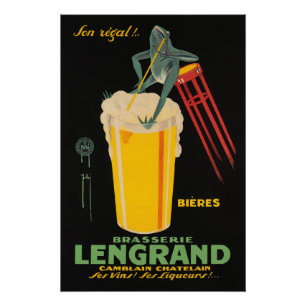 Pôster Poster vintage Brasserie Lengrand Bieres 1926