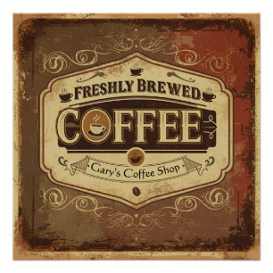 Pôster Poster vintage de Café Freshly Personalizado