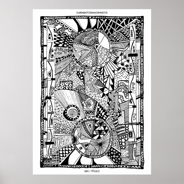 Poster Póster Vintage Dibujos Blanco y Negro (Frente)