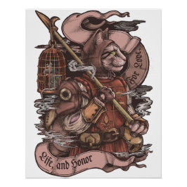 Pôster Poster vintage do Cat Knight