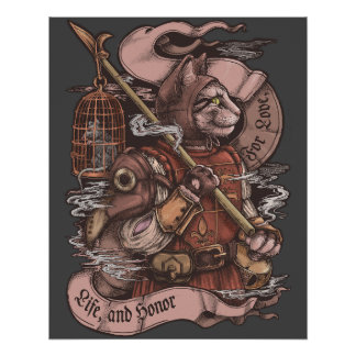 Pôster Poster vintage do Cat Knight