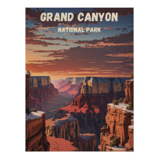 Pôster Poster vintage do Parque Nacional Grand Canyon