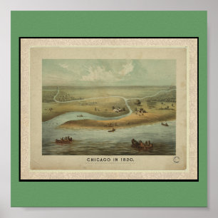 Pôster Poster-Vintage Mapa-Chicago em 1820