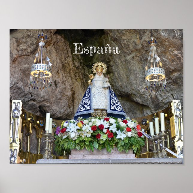 Poster póster Virgen de Covadonga en Asturias, España (Frente)