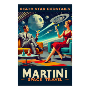 Pôster Posteres de viagens Espaciais Martini Coquetéis da