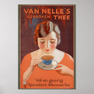Poster Posteres vintage, chá do bebendo da mulher