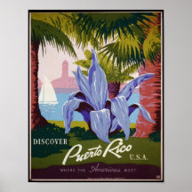 Posteres vintage, Descubra Porto Rico EUA